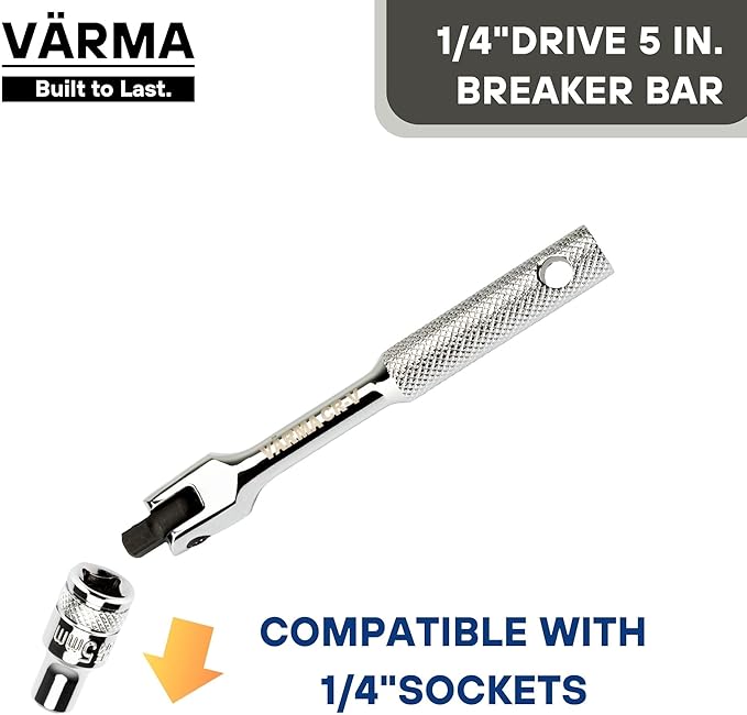 1/4-Inch Drive 5-Inch Flex Head Breaker Bar – Compact Power Knuckle Bar with Pivot Handle for Mechanics, DIY, and Home Repairs