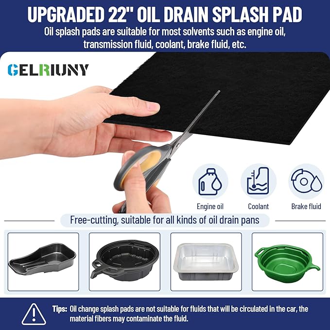 2 Pack 22" Oil Drain Splash Pad, Square Oil Change Mat, Oil Splash Pad for Car Oil Changes & Transmission Drain, Heat-Resistant & Reusable, Ideal for Mechanics & Auto Technicians, Black