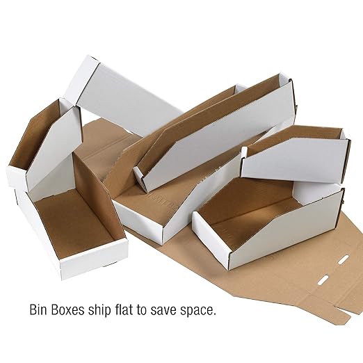 Box USA BBINMT1224 Open Top Bin Boxes, 12" x 24" x 4-1/2", Oyster White (Pack of 50)