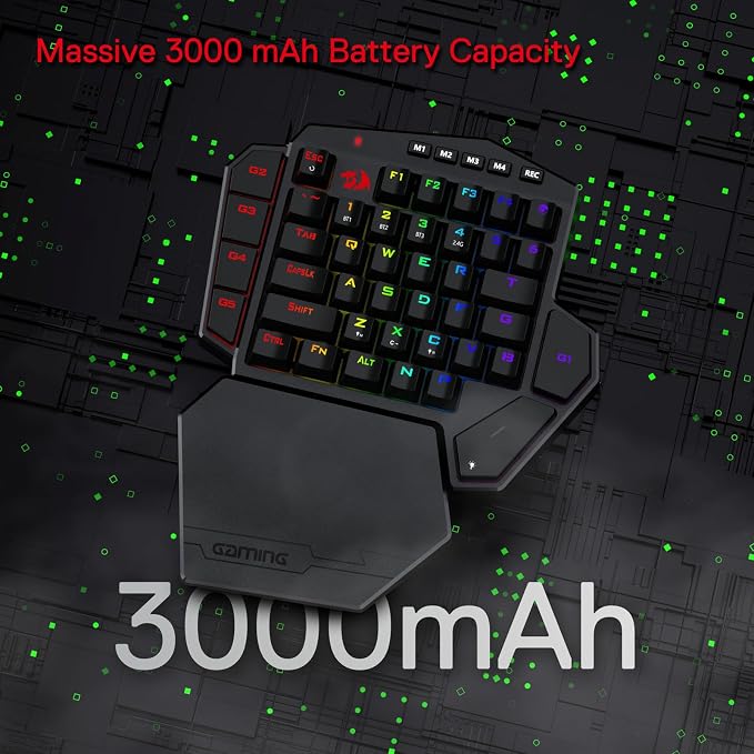 Redragon K585 PRO Wireless One-Handed RGB Gaming Keypad, 42-Key Layout | 0-Delay 2.4GHz Connection, On Board Macro Keys Keyboard, USB Pass-Through Port, Hot-Swap Socket, Detachable Wrist Rest