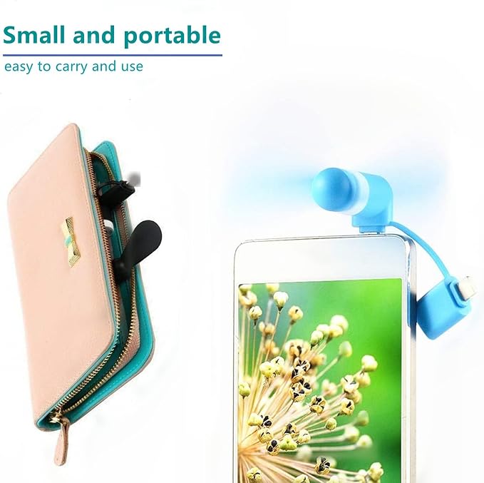 Type USB C 2-in-1 Cell Phone Fan, for iPhone All Series 7 8 X 11 12 13 14 15 16 17 XS XR Plus Mini Pro Max SE, for Samsung Galaxy S, Z Fold Flip, A1/A2/A3/A5 Series, M1/M3/M5, Note Series (Color x6)