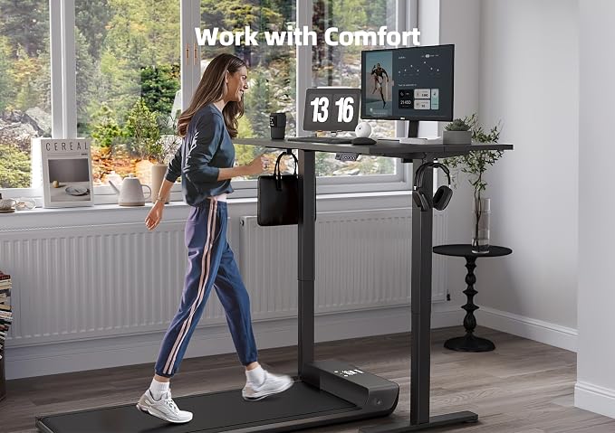YDN 55 x 24 Inch Black Electric Standing Desk | Adjustable Height, Sit Stand, Cable Management, Ergonomic, Home Office