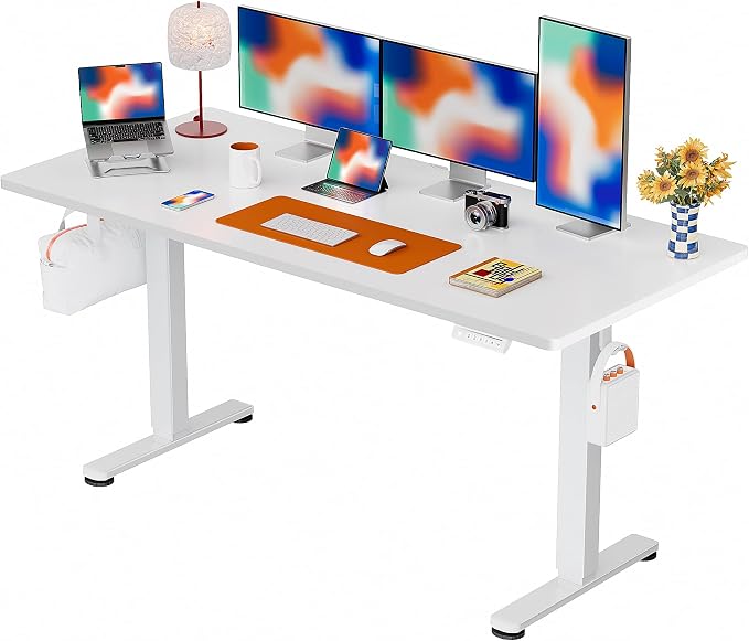ErGear Height Adjustable Electric Standing Desk, 71 x 30 Inches Sit Stand up Desk, Memory Computer Home Office Desk, White