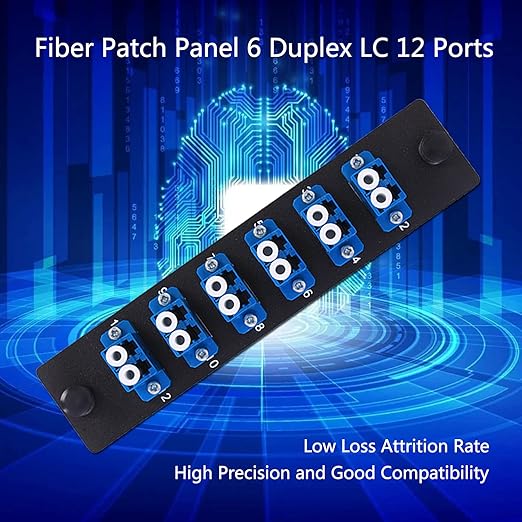 VFLTOOL 2PCS 6 Duplex LC Adapters LGX Footprint Fiber Patch Panel Loaded 12 Fiber Ports Couplers Enclosure - LC UPC Blue Compatible with SingleMode Multimode|1.25G/10GB OS1-2/OM1-3