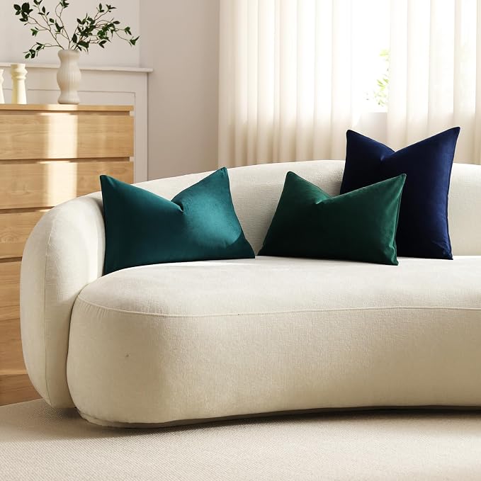 Throw Pillow Covers 20x20 Navy Blue: Pack of 2 Cozy Soft Velvet Square Modern Luxury Decorative Throw Pillow Cases for Sofa Couch Living Room Bed Home Decor