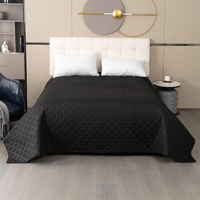 GIBZ Waterproof Dog Bed Cover Anti Slip Pet Furniture Protector Blanket Washable Thick Quilted Mat, Black, 218x208cm
