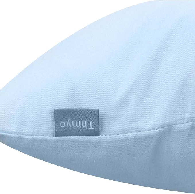 4-Pack 100% Cotton Comfortable Solid Decorative Throw Pillow Case,Thmyo Square Cushion Cover Pillowcase Sublimation Blank Pillow Covers DIY Throw Pillowcase for Sofa(18x18 inch/ 45x45cm,Light Blue)