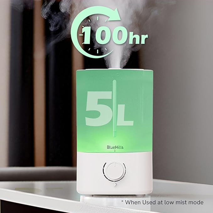 BlueHills Premium Set of Two Large 5000 ML XL and 2500 ML Essential Oil Diffusers Humidifier Combo for Large Room Home with Décor LED Lights Great Gift – Value Pack of White and Dark Wood Grain