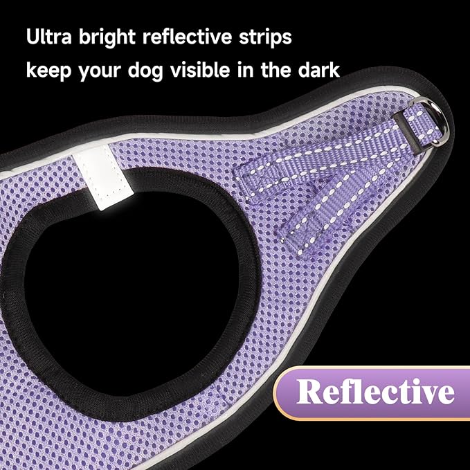 YIMEIS Dog Harness and Leash Set, No Pull Soft Mesh Pet Harness, Reflective Adjustable Puppy Vest for Small Medium Large Dogs, Cats (Taro Purple, Medium (Pack of 1)