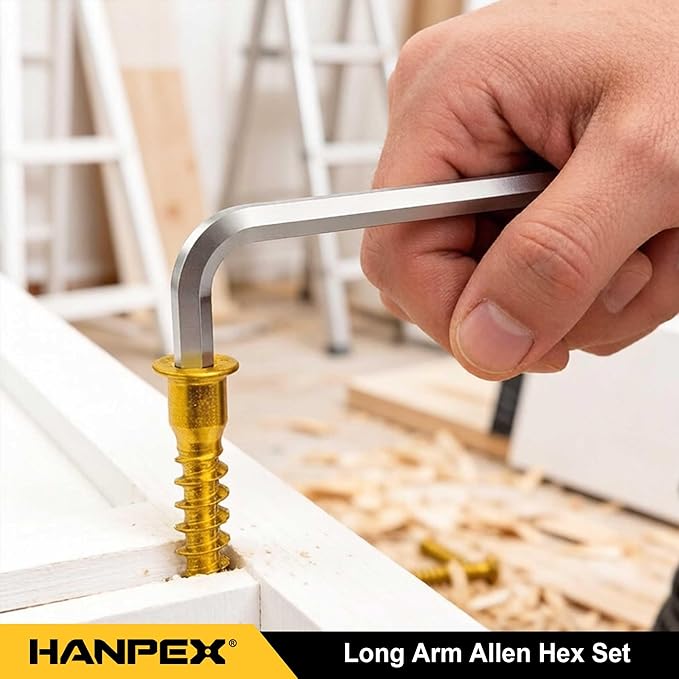 Long Arm Hex Key Allen Wrench Set with Ball End, Ball-End Hex Key Metric/Imperial, Allen Wrench Chrome Vanadium Steel(Cr-V), Tamperproof TORX L- Key Set (18-Piece)
