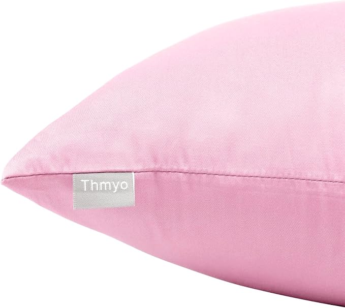 Thmyo 4-Pack 100% Cotton Comfortable Solid Decorative Throw Pillow Case Square Cushion Cover Pillowcases Sublimation Blank DIY Pillow Covers for Sofa(Only Covers,No Pillows)(16x16inch/40x40cm,Pink)