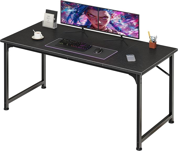 PRAISUN 47 Inch Computer Desk, Home Office Desk with Spacious Desktop, Black