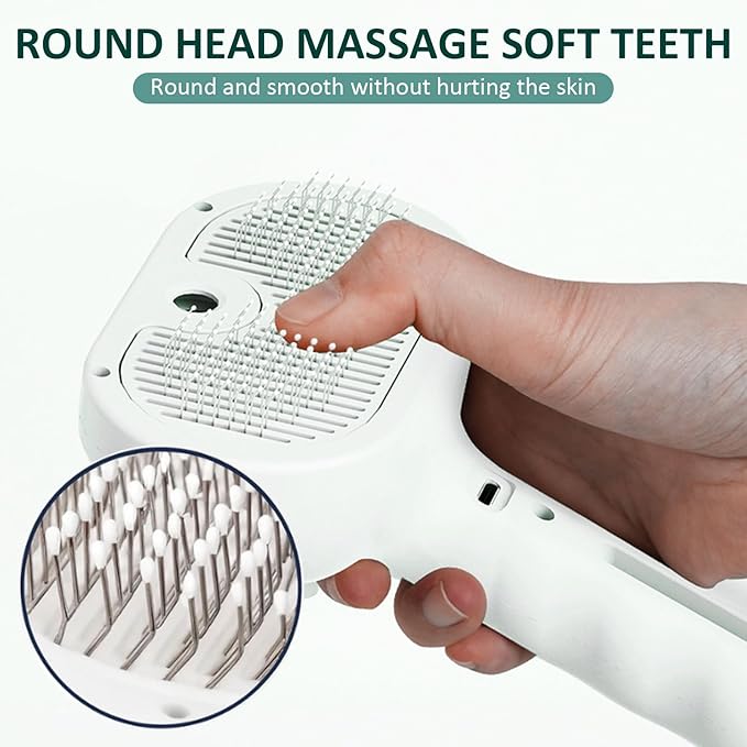 Fur Shower Brush for Dogs, 3 In 1 Self Cleaning Steamy Pet Brush, Pets Spray Hair Removal Comb - Anti-Static, Dog Grooming Tool With Steam | Skin-Friendly Design (Green)