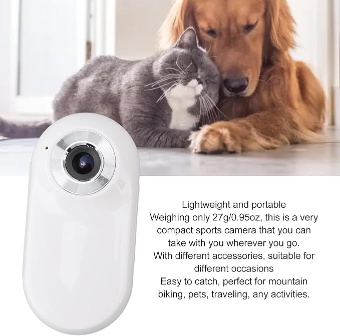 Pet Collar Camera, 1080P Camera for Dogs Cats with LCD Display, 170° Wide Angle, 5 Minutes Video Recording, 3 Hours Battery Life, Mini Action Cameras for Video Records