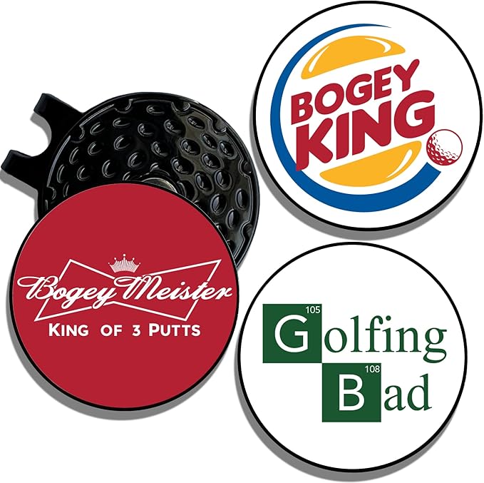 Golf Ball Marker Hat Clip | 3 Pack | Choose Your Golf Gift Set | Golf Marker Magnetic Hat Clips | Funny Golf Gifts | Funny Golf Accessories for Men & Womens Golf Markers