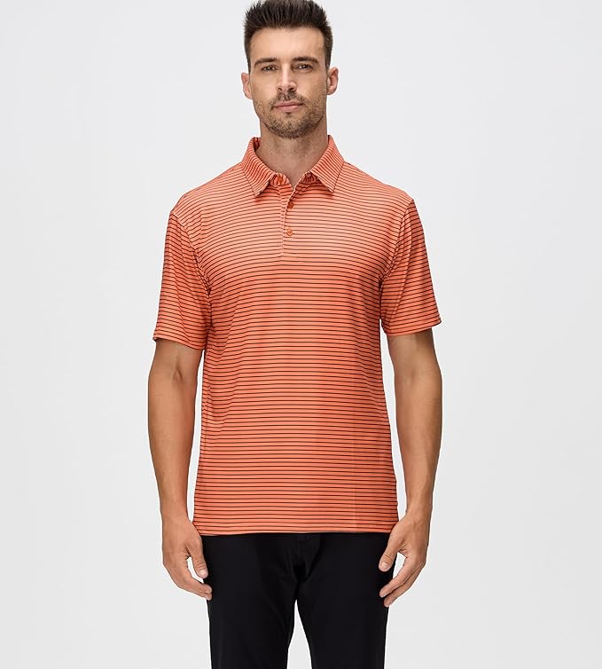 Esabel.C Jacquard Golf Shirts for Men Moisture Wicking Short Sleeve Performance Dry Fit Active Mens Polo Shirts