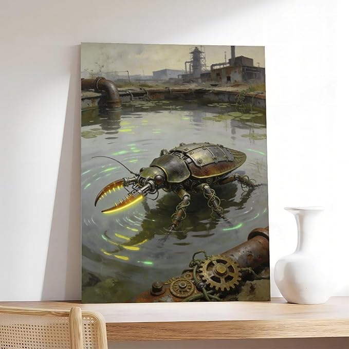 Framed Industrial Fantasy Wall Art for Living Room TV Wall Post Apocalyptic Style Home Decor 24x36inch(60x90cm)