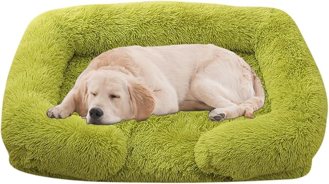 Dog Beds Large Sized dog Orthopedic, Sofa Dog Bed with Waterproof Lining and Nonskid Bottom, Rectangle Washable Dog Bed for Medium Small Dogs and Cats Comfortable ( Color : Green , Size : 43 x 27" )