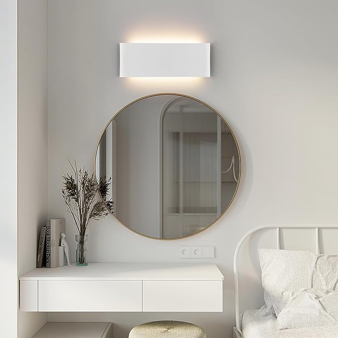 15"Modern LED vanity light,20W Dimmable 5 CCT (3000K-6500K) Adjustable Wall Lamp,Up and Down Wall Lighting,Indoor Wall Sconce for Bedroom,Staircase,Hallway,Dressing Table,2 Pack（White）