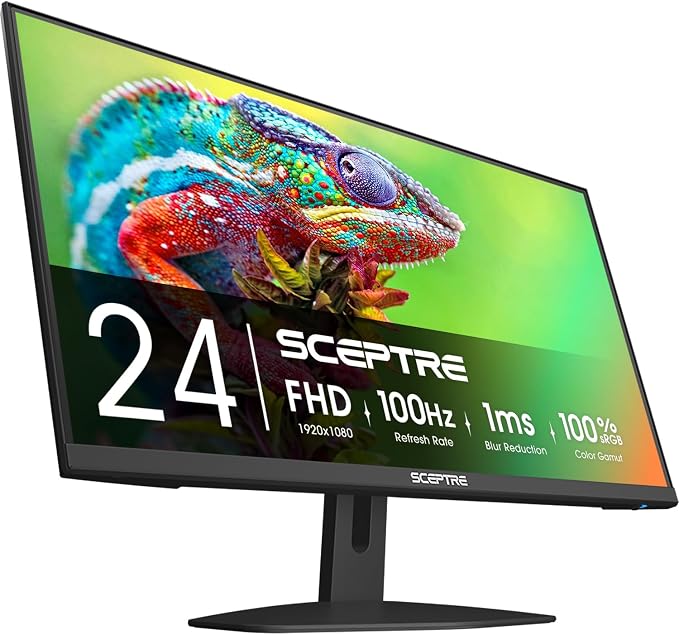 Sceptre Prime 24-inch Gaming Monitor 100Hz 1ms DisplayPort HDMI x2 100% sRGB AMD FreeSync Build-in Speakers, Eye Care Frameless Machine Black 2025 (E248W-FW100T) | 23.8 FHD, 1ms Blur Reduction, 100% Srgb, Dp1.2 Plus HDMI 2.0 X2, Built-in 2×2w Speakers,...