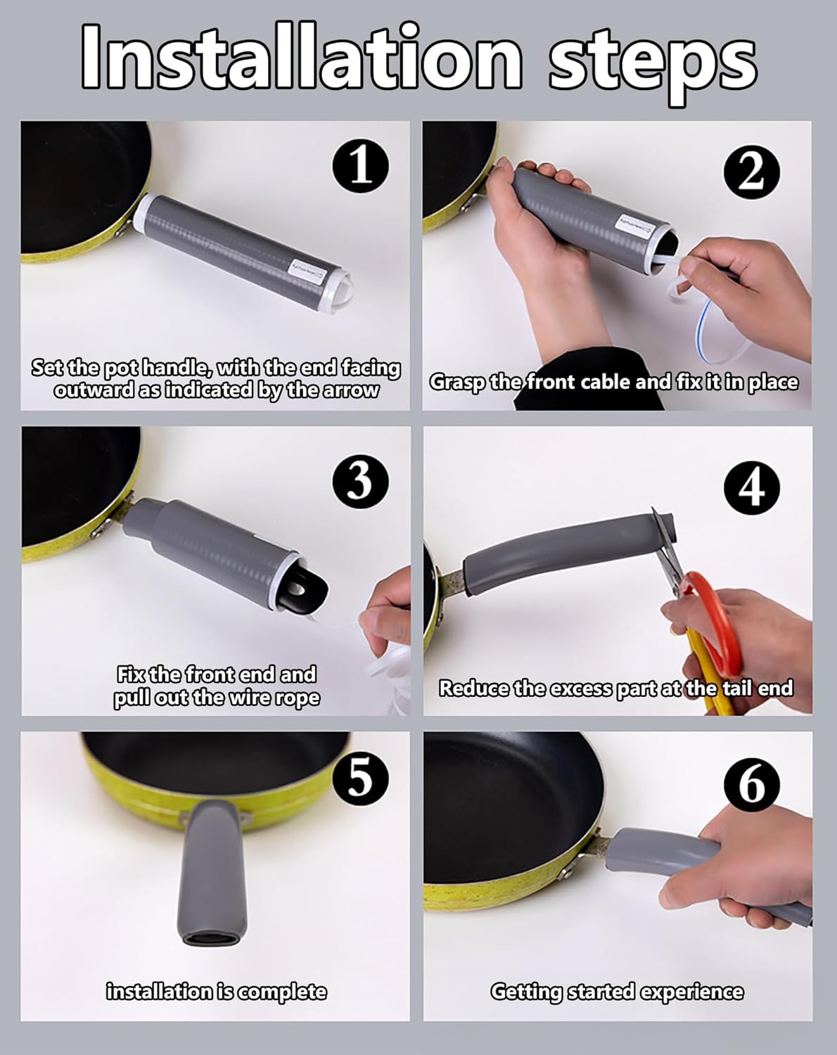Upgraded Silicone Pan Handle Sleeve - Heat-Resistant&Non-Slip Cast Iron Handle Cover for Pots and Pans - Multipurpose Kitchen Protection(2pcs Large)