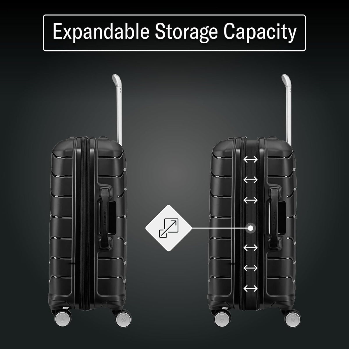 Samsonite Freeform Hardside Carry-On Luggage - TSA-Approved Expandable Suitcase with Spinner Wheels - Black
