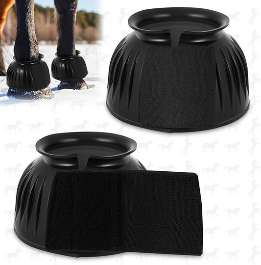 Abbylike Bell Boots for Horses 1 Pair/2 Pair Available, Protect Against Hoof Impact Trauma, Rubber Bell Boots Horse Care for Turnout, No Rub Design Wrap Hook and Loop
