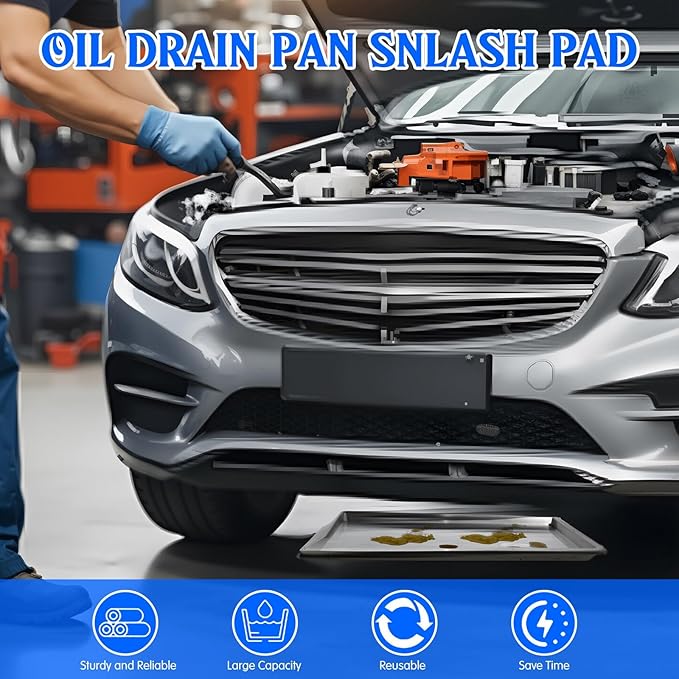 6 Pack Extra Large Oil Drip Pan for Under Car, 35.4 x 24 x 1.6 in Oil Catch Pan, Black Plastic Replacement Tray for Garage Automotive Driveway Washing Machine
