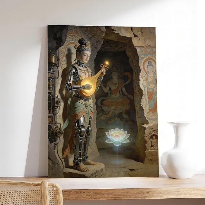 Framed Steampunk Mechanical Fairy Wall Art - Cultural Retro-Futuristic Poster for Home Office Bedroom Decor 20x30inch(50x75cm)