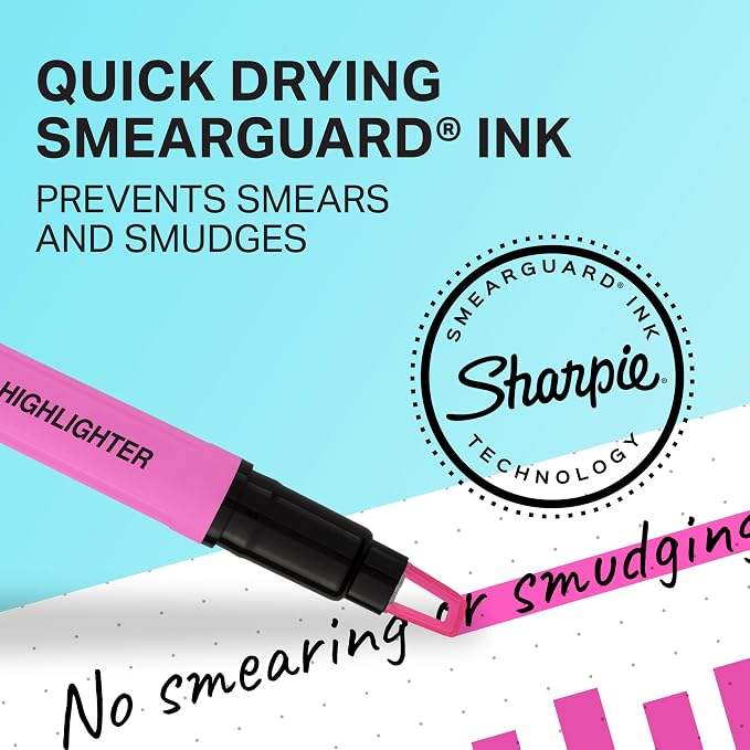 Sharpie Clear View Highlighter Sticks, Chisel Tip Highlighter Market Set, Essential School & Teacher Supplies, Smear Resistant, Assorted Color Highlighters, 8-Pack
