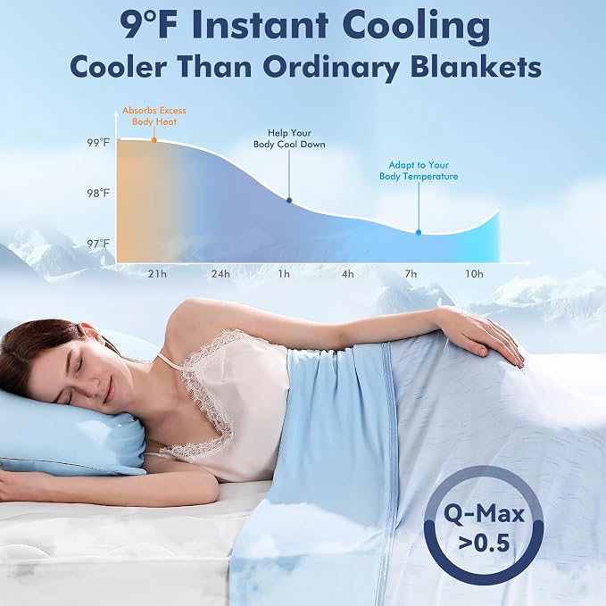 Elegear Double-Sided Arc-Chill® 3.0 Cooling Blanket for Hot Sleepers, Throw | Q-Max>0.5 Cooling Fabric, Absorbs Heat to Keep Body Cool, Lightweight Summer Blankets for Night Sweats & Menopause, 51"x67"
