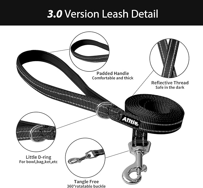 AIITLE Easy Walk Dog Harness and Leash Set - Pet Supply No Pull, Step in Adjustable Dog Harness with Padded Vest for All Weather, Dog Harness No Choke Over, Easy to Put on Medium Dogs Black L