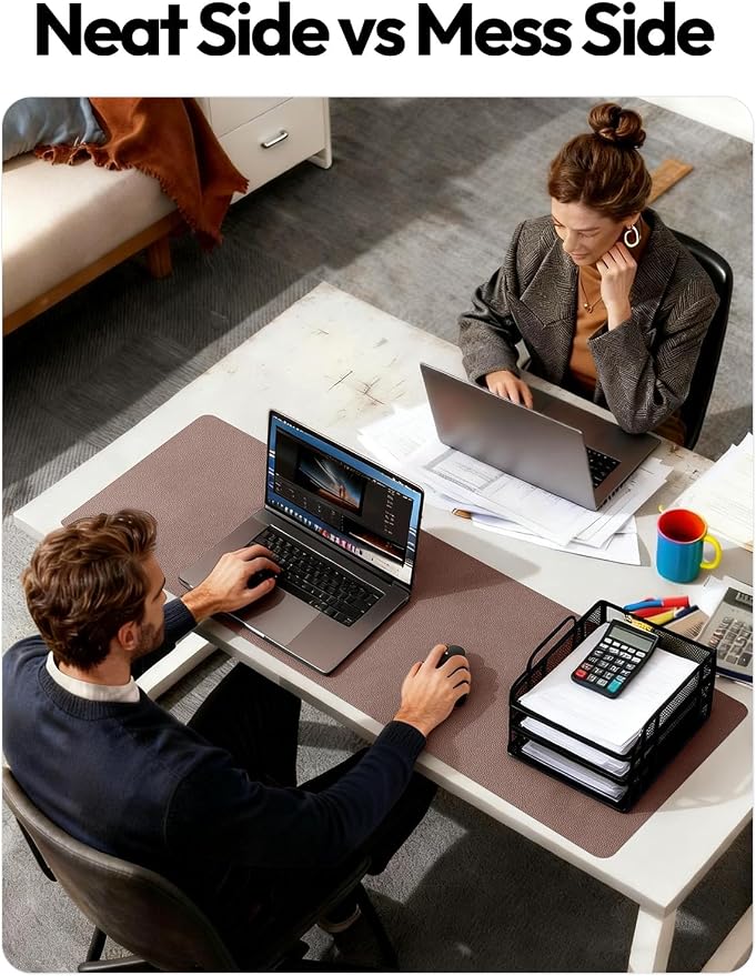 YSAGi Desk Protector&Blotter, Non-Slip Waterproof Leather Mouse Pad | Shields Scratches, Stains, Spills, Heat & Scuffs; Suede Non-Slip; Easy-Clean; Comfy Writing/Typing, 31.5" x 15.8",Chocolate