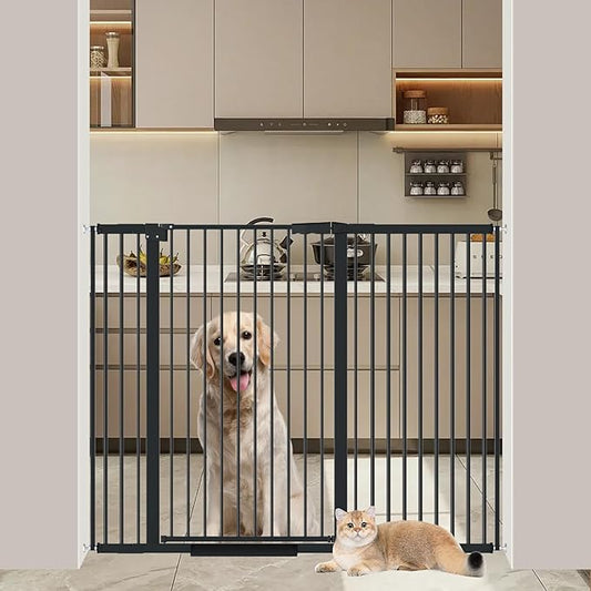 40.55" Tall, 45.86-53.74 Inch Wide, 1.37" Ultra Narrow Spacing Dog Pet Baby Gate Indoor for Doorway Hallway, Pressure Mounted 46 47 48 49 50 51 52 53 Inches Wide Black