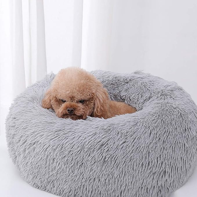 Warming Round Dog Bed for Small, Medium and Large Dogs & Cats, Short & Long Plush Pet Bed, Luxurious Faux Fur Donut Cuddler, Bolster Pet Bed & Sofa, Machine Washable 40CM 16Inch