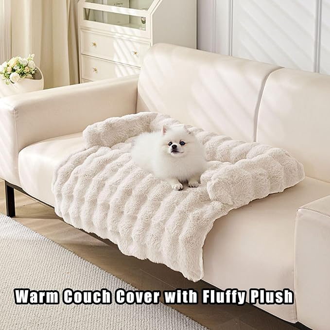 Dream Cloud Pet Sofa Bed, Dream Cloud Pet Sofa Bed Cover, Cozy Rabbit-Velvet Non-Slip Washable Fluffy Plush Pet Mat for Furniture Protection, Soft Couch Bed for Dogs & Cats (Gray, 70X70 CM)