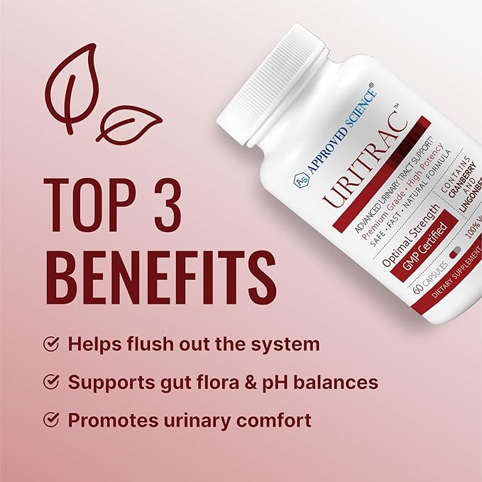 Approve Science® Uritrac™ - UTI Support - Cranberry, D-Mannose, Lingonberry - Vegan Friendly - 1 Bottle Supply