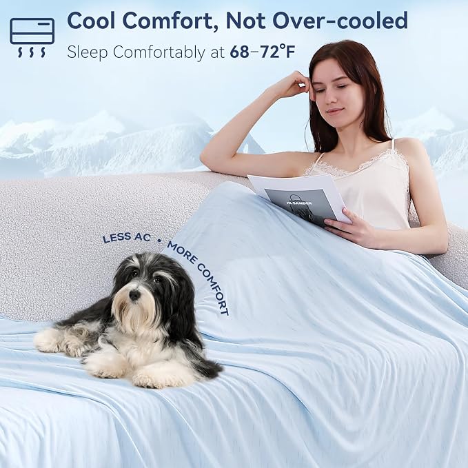 Elegear Double-Sided Arc-Chill® 3.0 Cooling Blanket for Hot Sleepers, Throw | Q-Max>0.5 Cooling Fabric, Absorbs Heat to Keep Body Cool, Lightweight Summer Blankets for Night Sweats & Menopause, 51"x67"