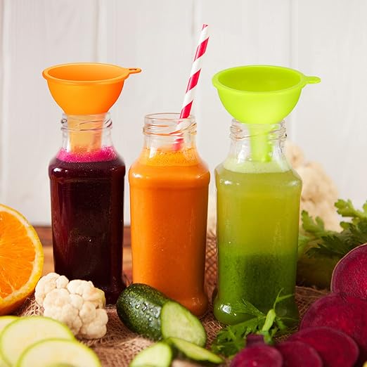 Silicone Funnels 4 Pieces Wide Mouth Funnel Small and Large Flexible Condiment Sauce Canning Set for Squeeze Bottles Jars Cans, Spice Filling Bottles Liquid Oil and Powder(Multi Color)