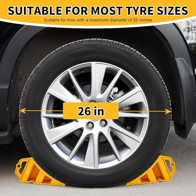 Wheel Chocks for Trailers, 4 Pack Hard Plastic RV Wheel Chocks with Handles for Easy Removal, Tire Chock for Cars Wheels, Keep Your Truck or Camper in Place