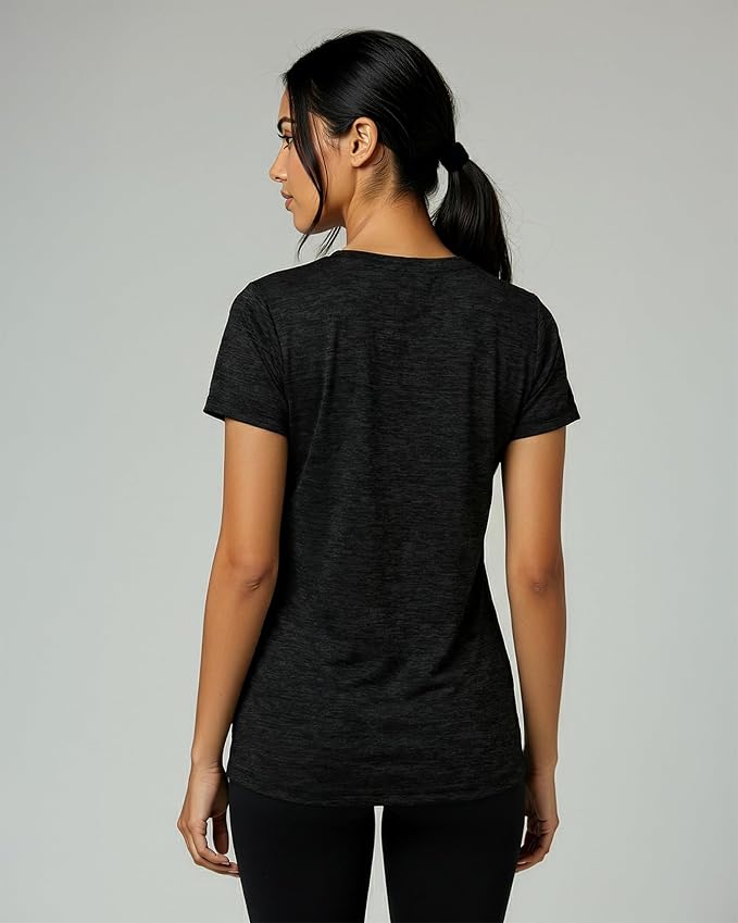5 Pack Women's Dry Fit V Neck Workout Tops T Shirts Athletic Gym Yoga Tees | Available In Plus Size, Cooling Moisture-Wicking, Short Sleeve, Quick-Dry, Fitness, Stretch, Exercise, Running, Hiking