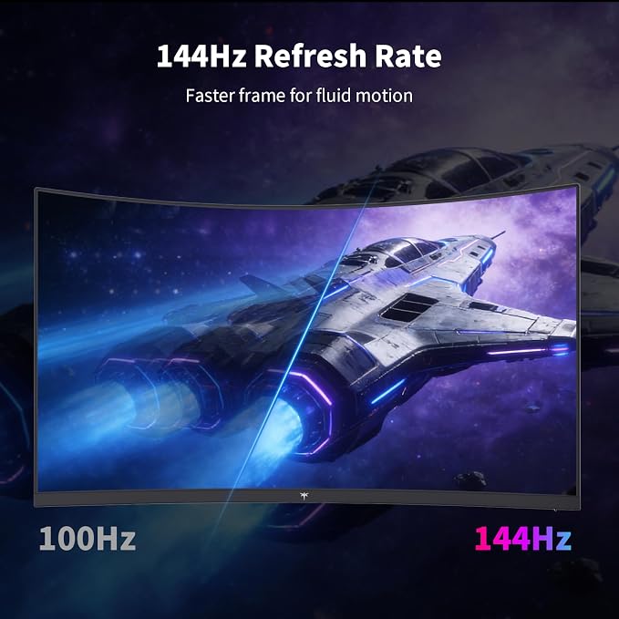 KTC H27S5C 27 Inch Curved Gaming Monitor, 1440P QHD 144Hz Monitor, HDR 400 | 2560x1440 120Hz Curve Monitors, 1500R HVA Panel, Adaptive Sync, 400nits, 129%sRGB, HDMI DP, Eye Care VESA 100x100 Mount