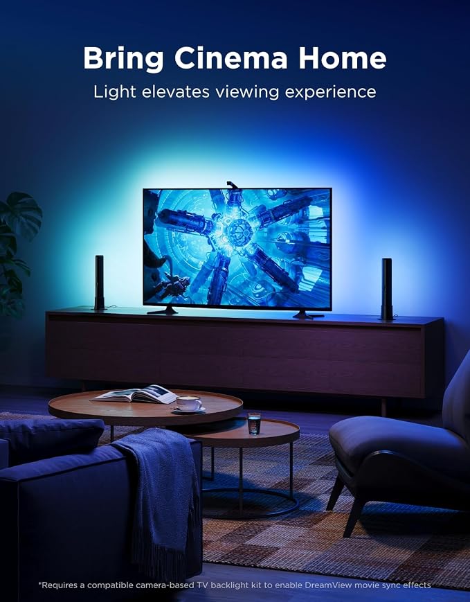 Govee Smart Light Bar, RGBICWW TV Lights for Living Room, Gaming, Black | Compatible with SmartThings, Matter, Alexa, LED Light Bar with Scene and Music Modes for Living Room, Gaming, PC, App Control