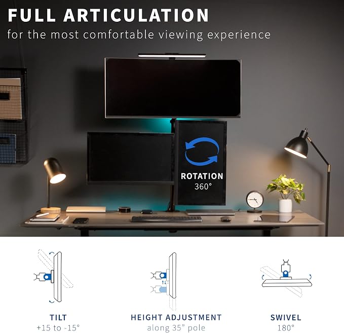 VIVO Triple LCD Monitor Desk Mount Stand Heavy Duty and Fully Adjustable, 3 Screens up to 30 inches STAND-V003T
