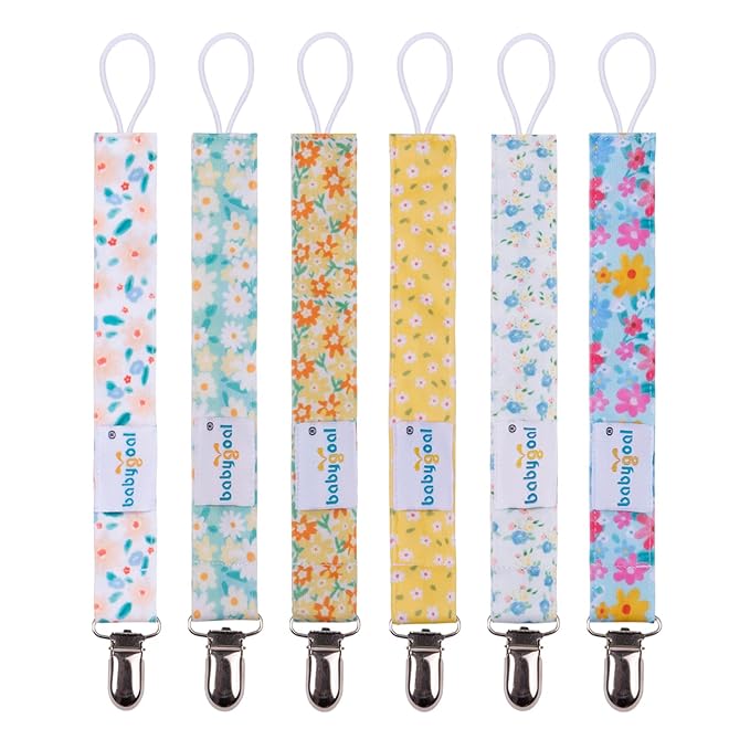 babygoal Baby Pacifier Clips, 6 Pack Metal Clips Pacifier Holder for Boys and Girls Fits Most Pacifiers and Binkies 6MP31