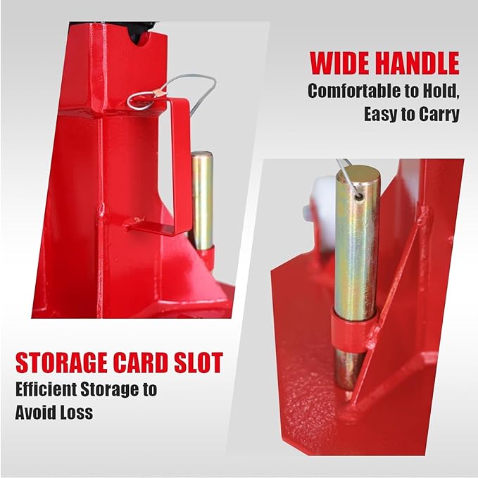 Big RED Torin 12 Ton Heavy Duty Jack Stands: Pin Style Jack Stand with 2 Casters and Handle, Easily Portable Car Stand for Cars, SUVs, Truck and Pick Ups - Red