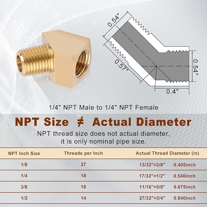 2pcs 1/4??Brass Fittings 45 Degree Barstock Street Elbow 1/4" NPT Male Pipe to 1/4" NPT Female Pipe 1/4 NPT Elbow Forged Brass Pipe Fittings