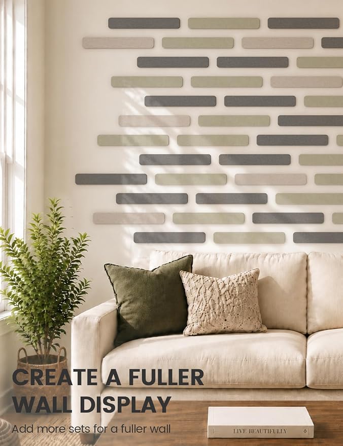Fluxynara 13" x 2" Felt Wall Panels, Charcoal Gray | 8-Pack Includes 50 Push Pins and Adhesive Tabs for Photos, Notes and Decor in Bedroom Doors, Home Office or Studios
