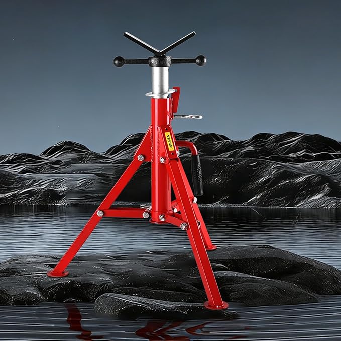 VEVOR V-Head Pipe Stand, 1/8"-12" Capacity, 24"-42" Height Adjustable, Pipe Jack Stands 2500 lbs Load Capacity, Portable Folding Pipe Stands, Durable Carbon Steel Frame