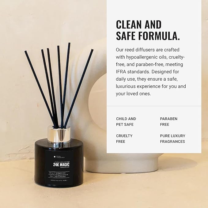 Cabana Reed Diffuser Set, Luxury Hotel Inspired Home Diffuser with Hints of Marine, Bergamot, and Jasmine, Lasting 4 Month Longevity, 100mL